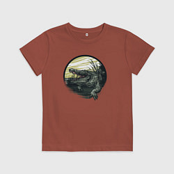 Детская футболка Аллигатор в камышах