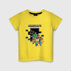 Футболка хлопковая детская Логотип Майнкрафт, цвет: желтый