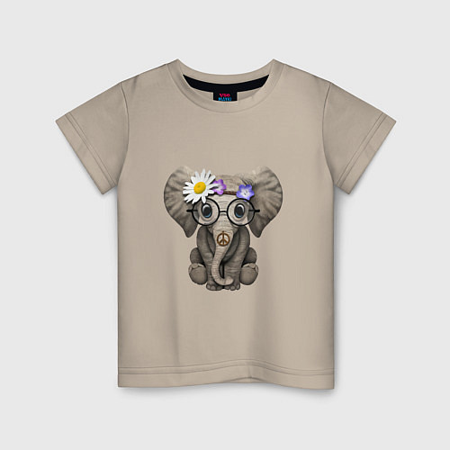 Детская футболка Мир - Слон / Миндальный – фото 1