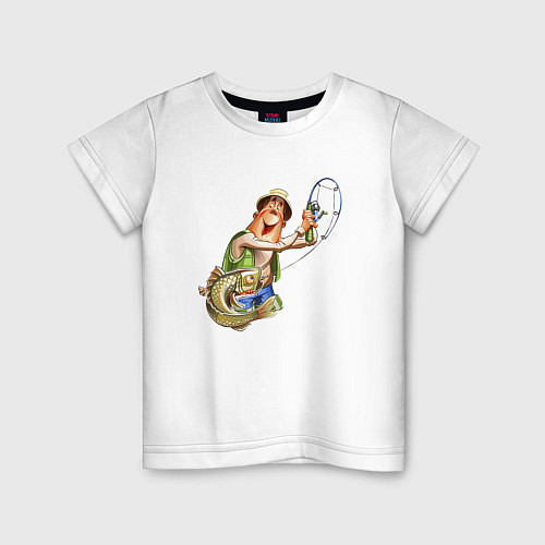 Детская футболка Рыбка на крючке / Белый – фото 1
