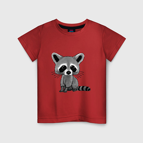 Детская футболка Милый крошка енот / Красный – фото 1