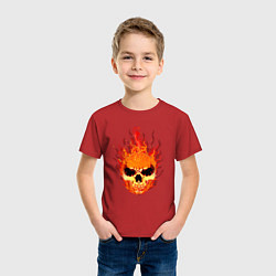 Футболка хлопковая детская Огненный злой череп, цвет: красный — фото 2