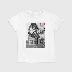 Футболка хлопковая детская LIFE NEWS:monkeys, цвет: белый