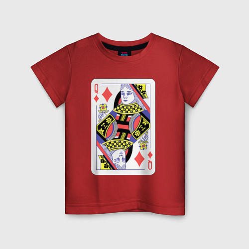 Детская футболка Игральная карта - Дама - Королева / Красный – фото 1