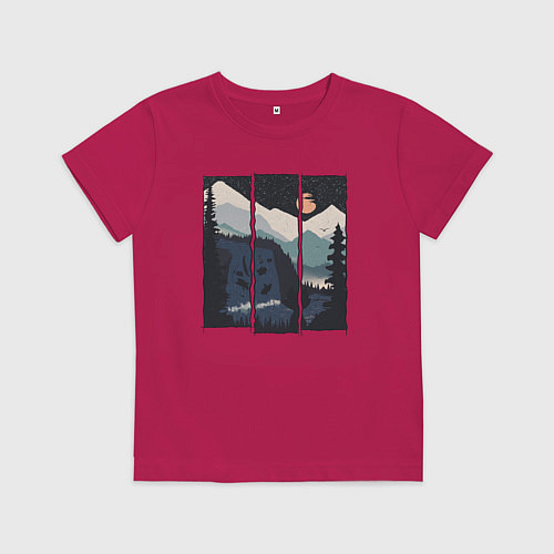 Детская футболка Падающие медведики / Маджента – фото 1