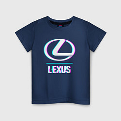 Футболка хлопковая детская Значок Lexus в стиле glitch, цвет: тёмно-синий