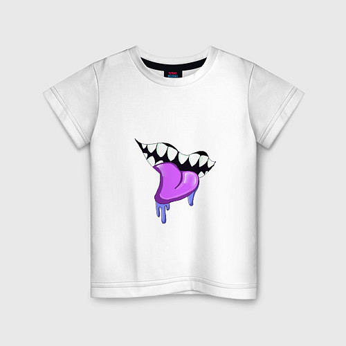 Детская футболка Слюнявый мультяшный рот / Белый – фото 1