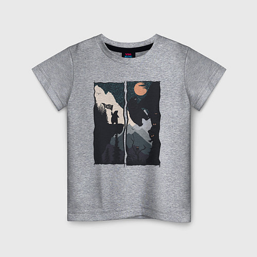 Детская футболка Оранжевая луна и дикий альпинизм / Меланж – фото 1