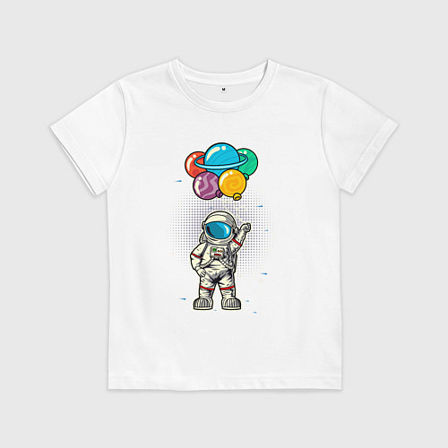 Детская футболка Космонавт на воздушных шариках / Белый – фото 1