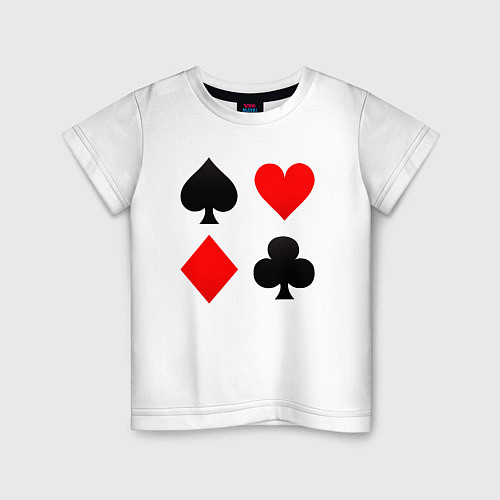 Детская футболка Четыре масти игральных карт / Белый – фото 1