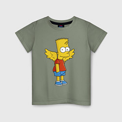 Футболка хлопковая детская Барт Симпсон - единорог, цвет: авокадо