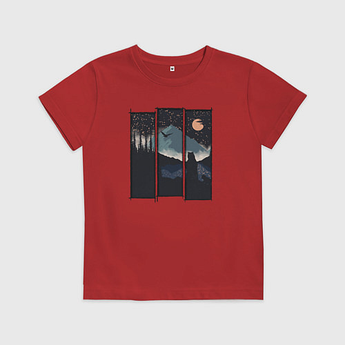 Детская футболка Оранжевая луна и Сибирь / Красный – фото 1
