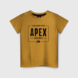 Футболка хлопковая детская Apex Legends gaming champion: рамка с лого и джойс, цвет: горчичный