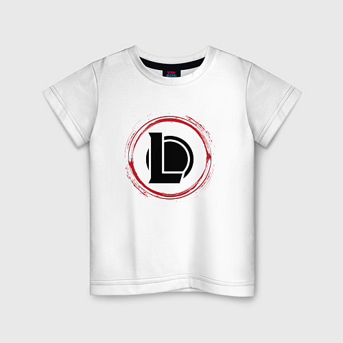 Детская футболка Символ League of Legends и красная краска вокруг / Белый – фото 1