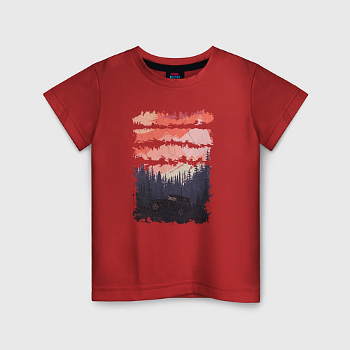 Детская футболка Бездорожье и закат / Красный – фото 1