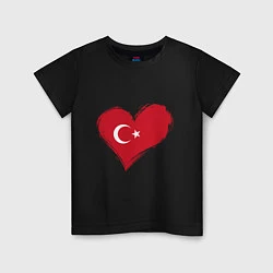 Футболка хлопковая детская Сердце - Турция, цвет: черный
