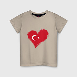 Футболка хлопковая детская Сердце - Турция, цвет: миндальный