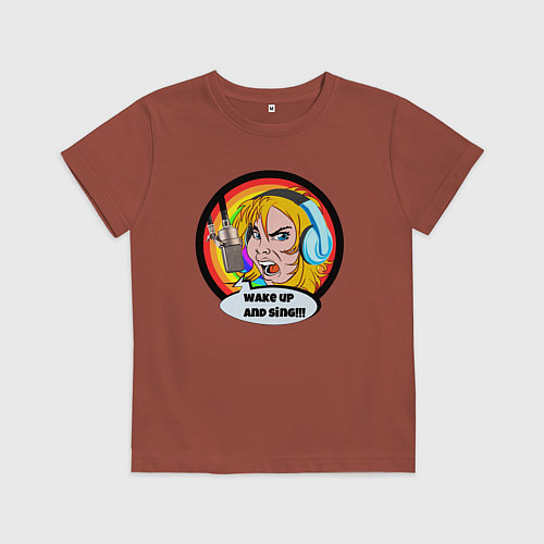 Детская футболка ПРОСНИСЬ И ПОЙ / Кирпичный – фото 1