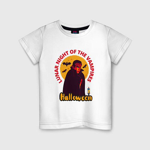 Детская футболка Вампир в лунную ночь halloween / Белый – фото 1