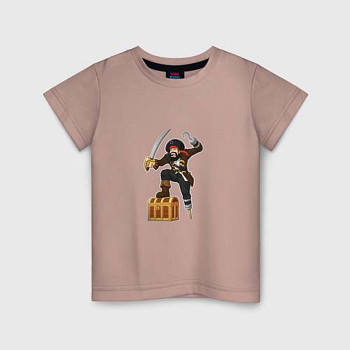 Детская футболка Пират поставил ногу на сундук / Пыльно-розовый – фото 1