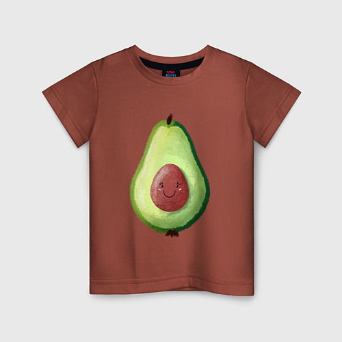 Детская футболка Веселый авокадо говорит привет / Кирпичный – фото 1