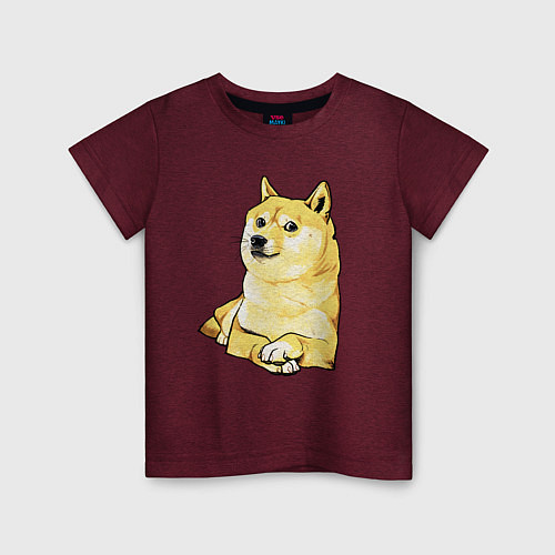 Детская футболка Пёс Доге отдыхает / Меланж-бордовый – фото 1