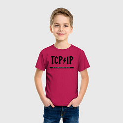 Футболка хлопковая детская TCPIP Connecting people since 1972, цвет: маджента — фото 2