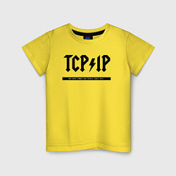 Футболка хлопковая детская TCPIP Connecting people since 1972, цвет: желтый