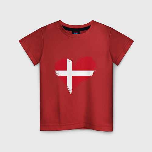 Детская футболка Сердце - Дания / Красный – фото 1