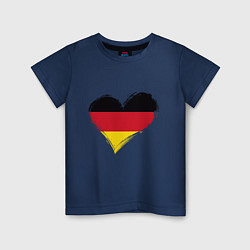 Футболка хлопковая детская Сердце - Германия, цвет: тёмно-синий