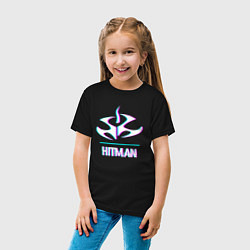 Футболка хлопковая детская Hitman в стиле glitch и баги графики, цвет: черный — фото 2