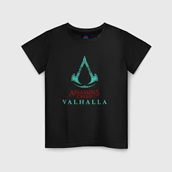 Футболка хлопковая детская Assassins Creed Valhalla - logo, цвет: черный