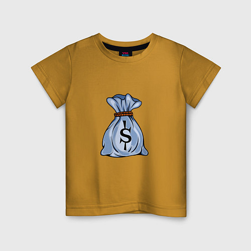 Детская футболка Мешок с долларами / Горчичный – фото 1