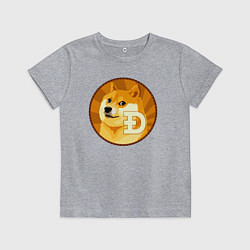 Футболка хлопковая детская Монета пёсика Доге, цвет: меланж