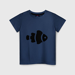 Футболка хлопковая детская Обычная чёрная рыбка, цвет: тёмно-синий