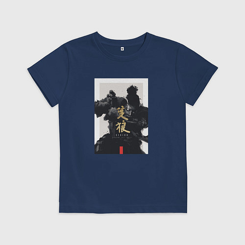 Детская футболка Секиро с катаной / Тёмно-синий – фото 1