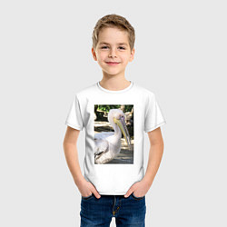 Футболка хлопковая детская Пеликан в природе, цвет: белый — фото 2