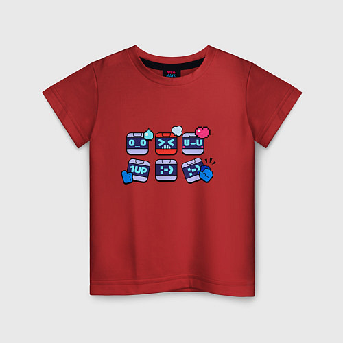 Детская футболка Значки на 8-БИТ Пины Бравл Старс 8-BIT / Красный – фото 1