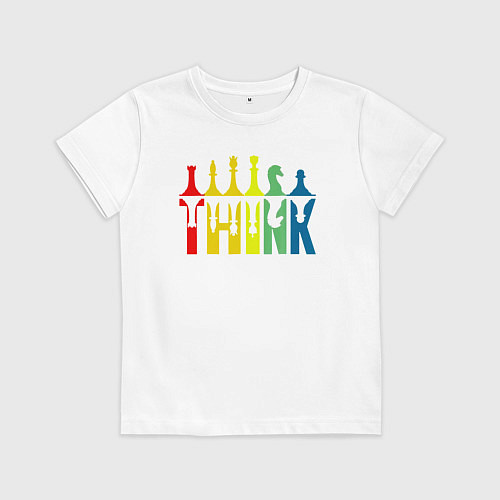 Детская футболка Думай - шахматные фигуры / Белый – фото 1