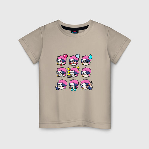 Детская футболка Значки на Пенни Пины Бравл Старс Penny / Миндальный – фото 1