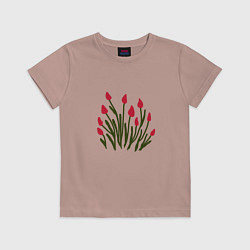 Футболка хлопковая детская Simple Tulips, цвет: пыльно-розовый
