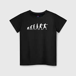 Футболка хлопковая детская Эволюция в боксера, цвет: черный