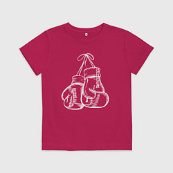 Футболка хлопковая детская Боксерские перчатки на груди, цвет: маджента