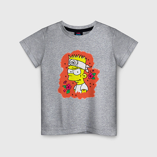 Детская футболка Барт Симпсон с татухой над глазом / Меланж – фото 1