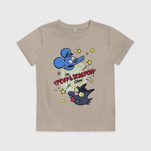 Детская футболка Симпсоны - шоу Щекотки и Царапки / Миндальный – фото 1