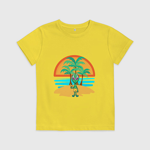 Детская футболка Пришелец на пляже / Желтый – фото 1