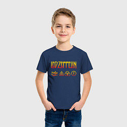 Футболка хлопковая детская Led Zeppelin - logotype, цвет: тёмно-синий — фото 2