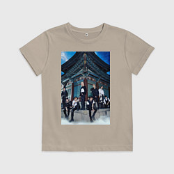 Футболка хлопковая детская Stray Kids Thunderous, цвет: миндальный