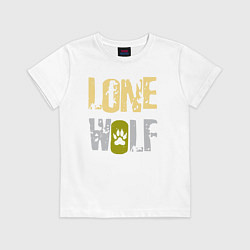 Футболка хлопковая детская Lone Wolf - одинокий волк, цвет: белый
