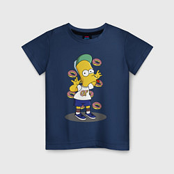 Футболка хлопковая детская Барт Симпсон показывает язык, цвет: тёмно-синий